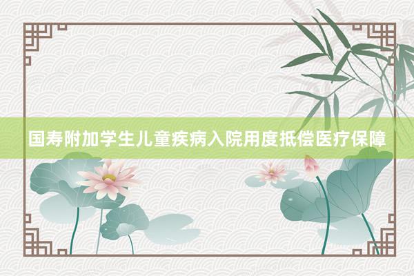 国寿附加学生儿童疾病入院用度抵偿医疗保障